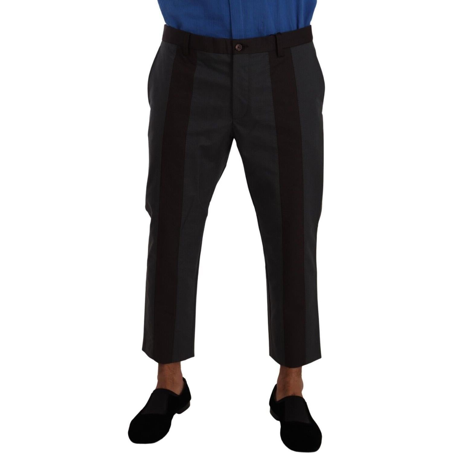 灰色和波尔多色调的优雅七分裤