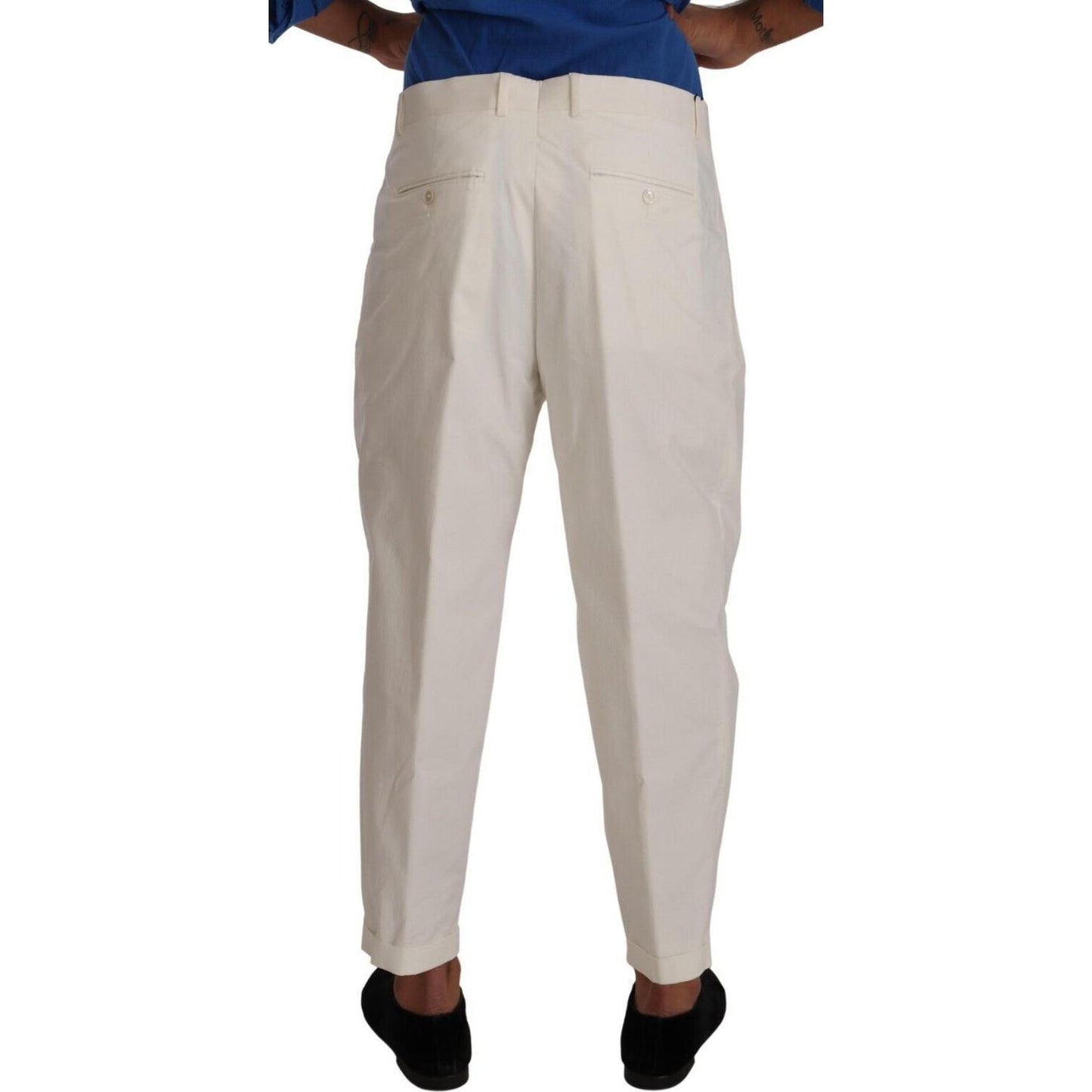 Dolce & Gabbana Elegant White Cotton Stretch Dress Pants Dolce & Gabbana