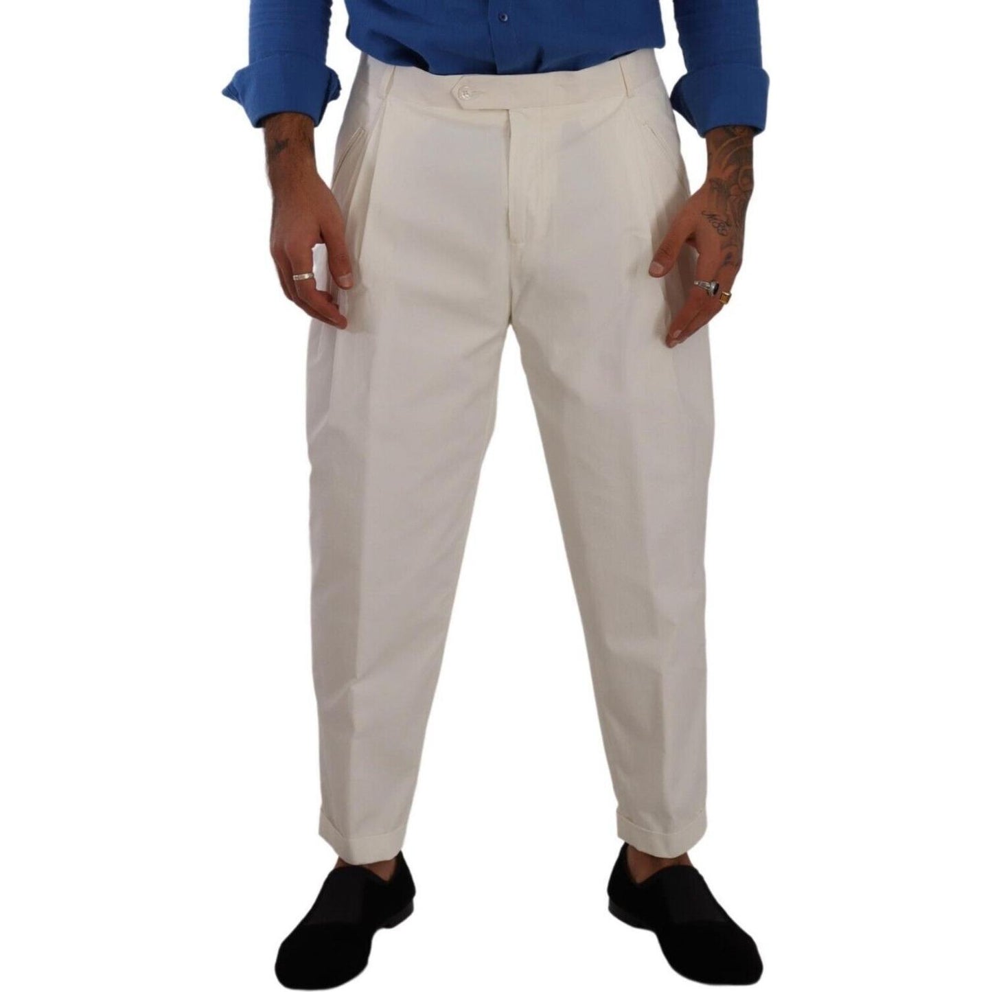 Dolce & Gabbana Elegant White Cotton Stretch Dress Pants Dolce & Gabbana