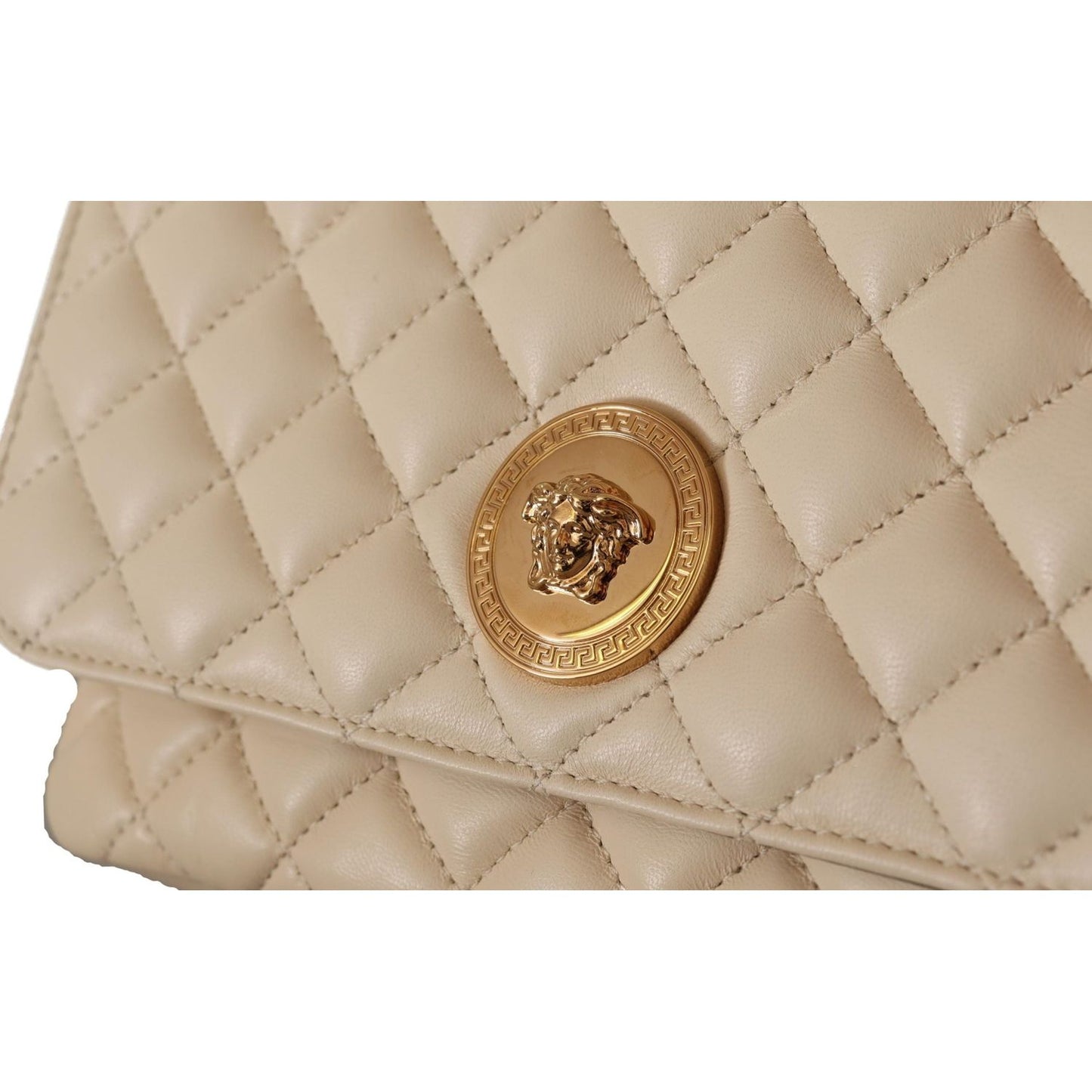 Versace Elegant White Nappa Leather Shoulder Bag Versace