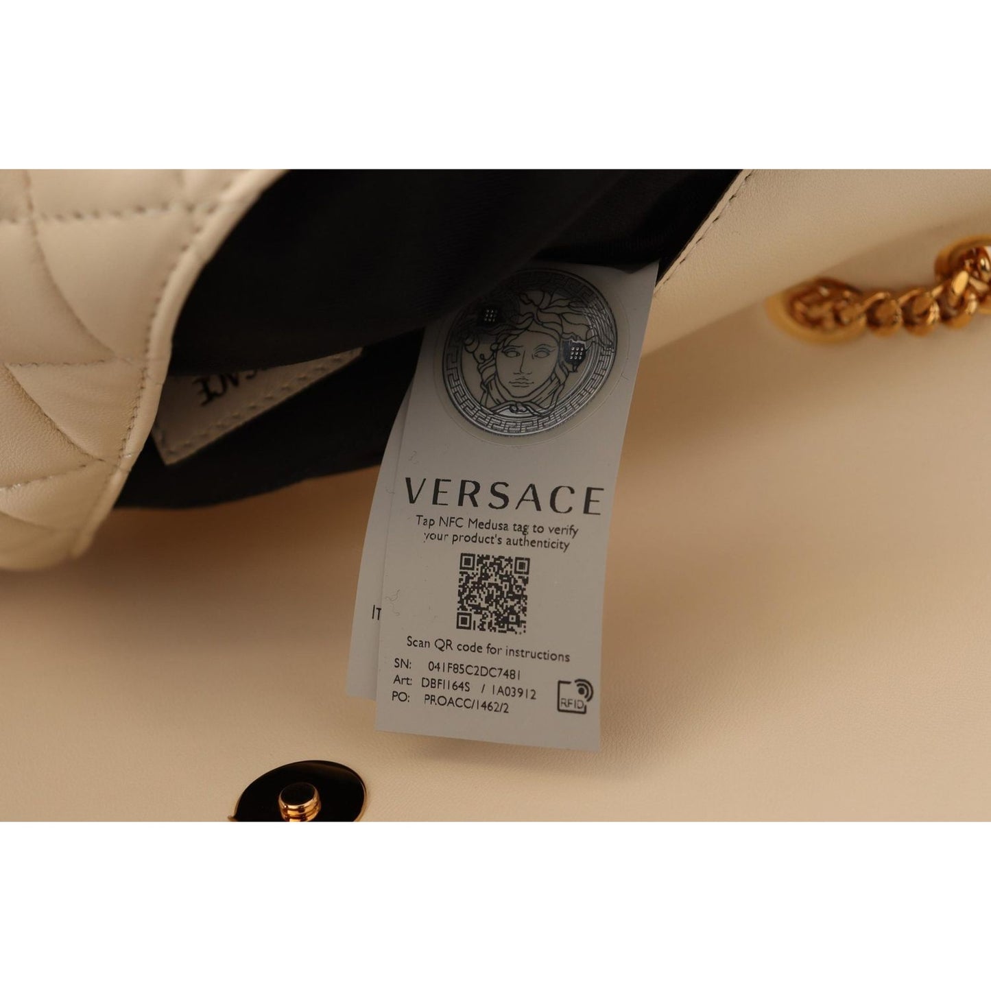 Versace Elegant White Nappa Leather Shoulder Bag Versace