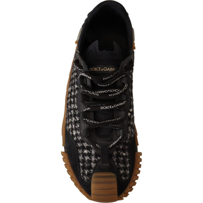 Dolce & Gabbana Black White Fabric Lace Up NS1 Sneakers