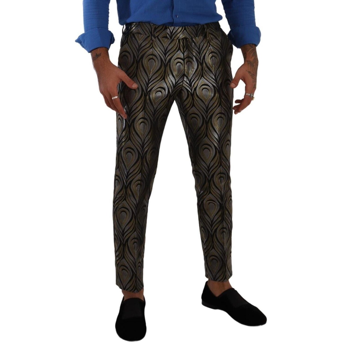 Dolce & Gabbana Elegant Slim Fit Metallic Dress Trousers Dolce & Gabbana