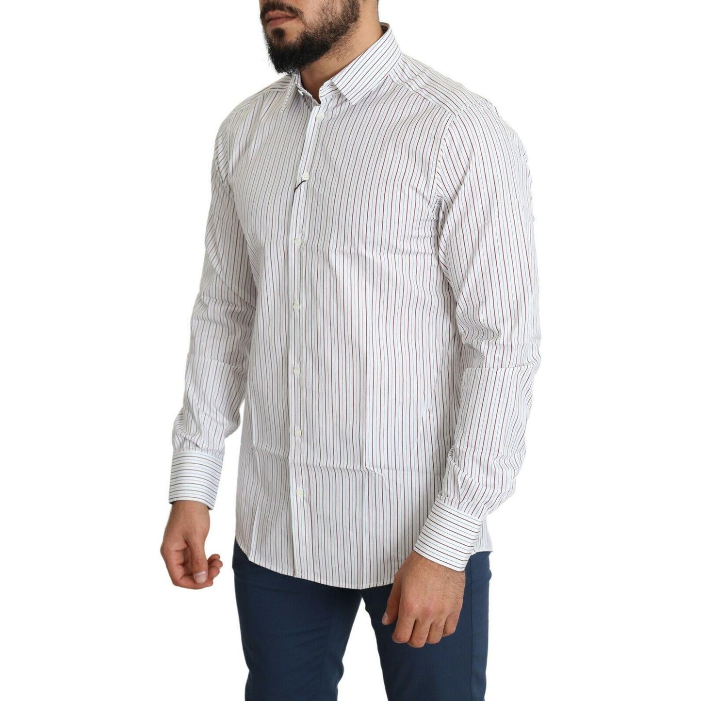 Dolce & Gabbana Elegant White Striped Cotton Dress Shirt Dolce & Gabbana