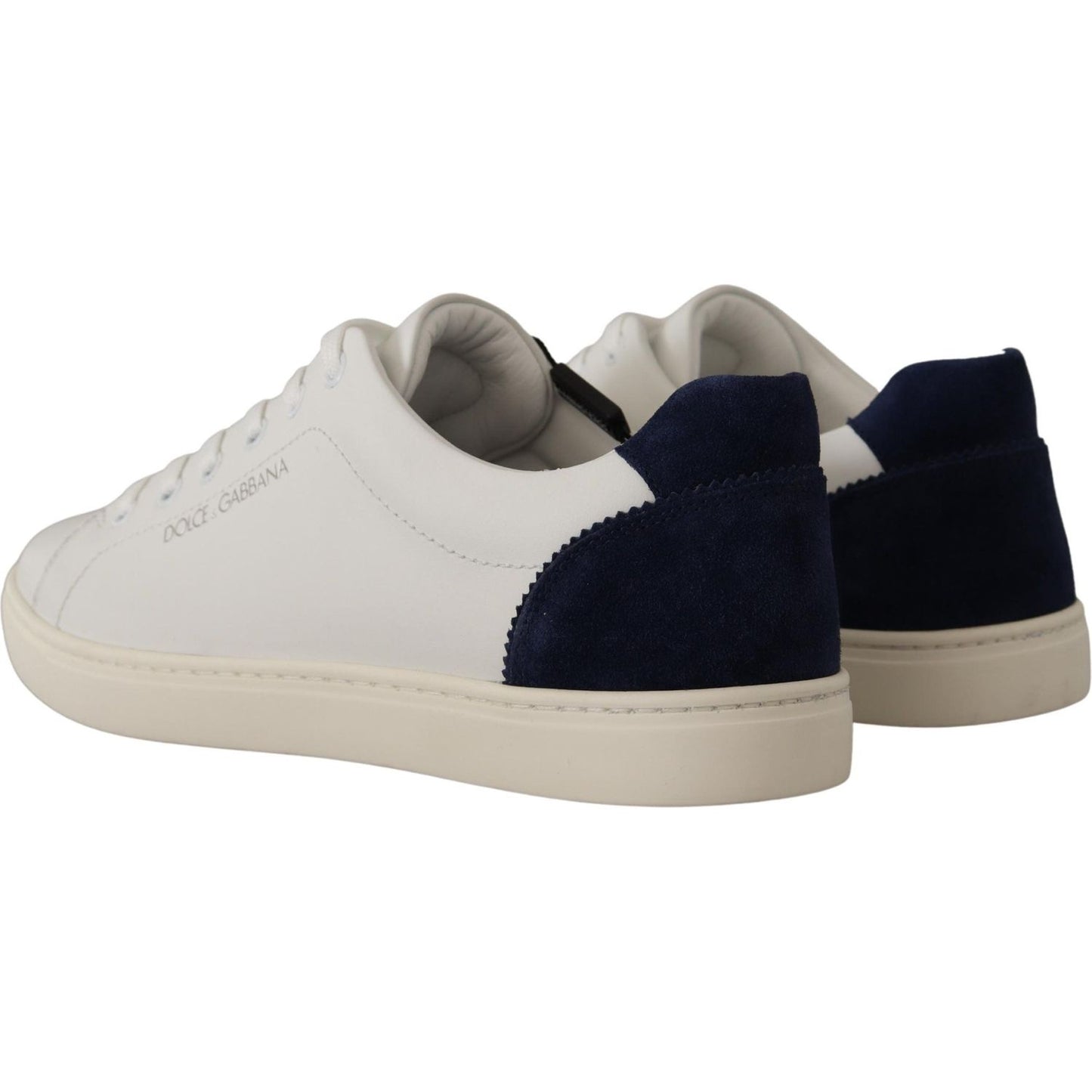 Dolce & Gabbana Elegant White and Blue Low-Top Leather Sneakers Dolce & Gabbana