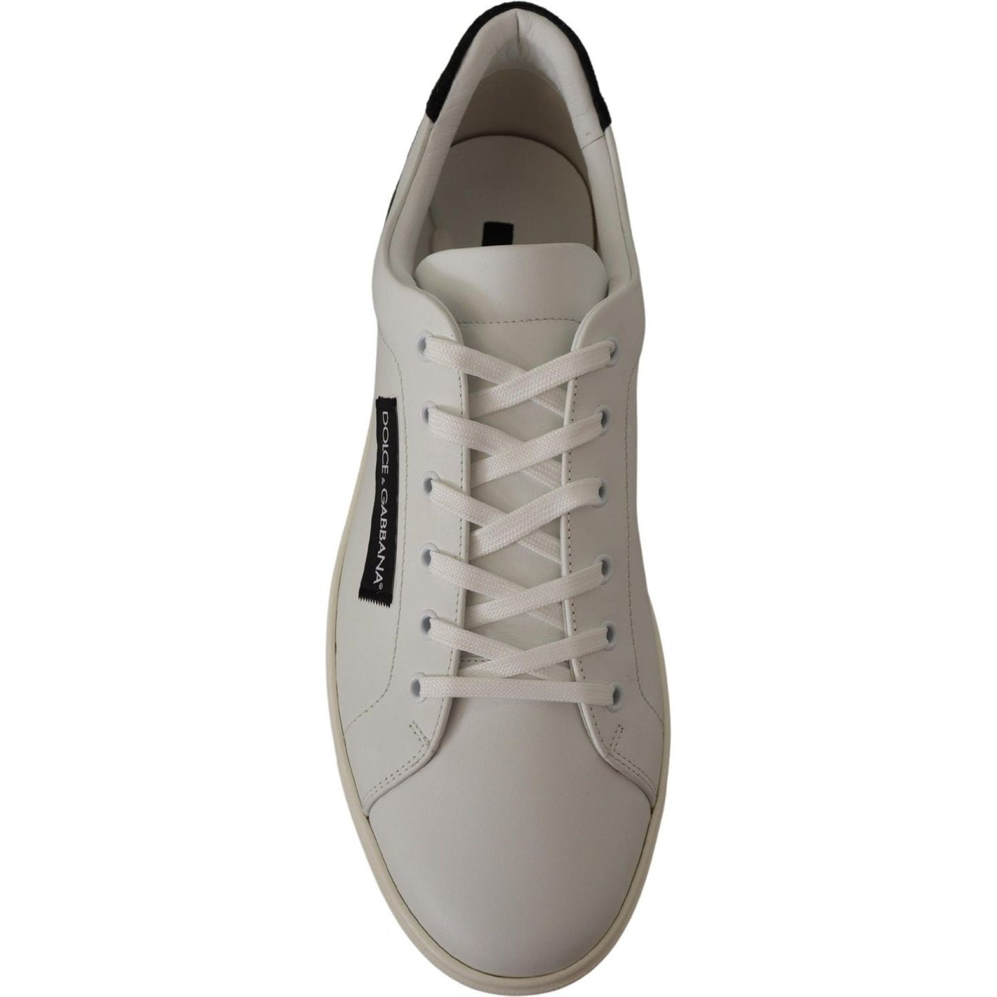 Dolce & Gabbana White Black Leather Low Shoes Sneakers