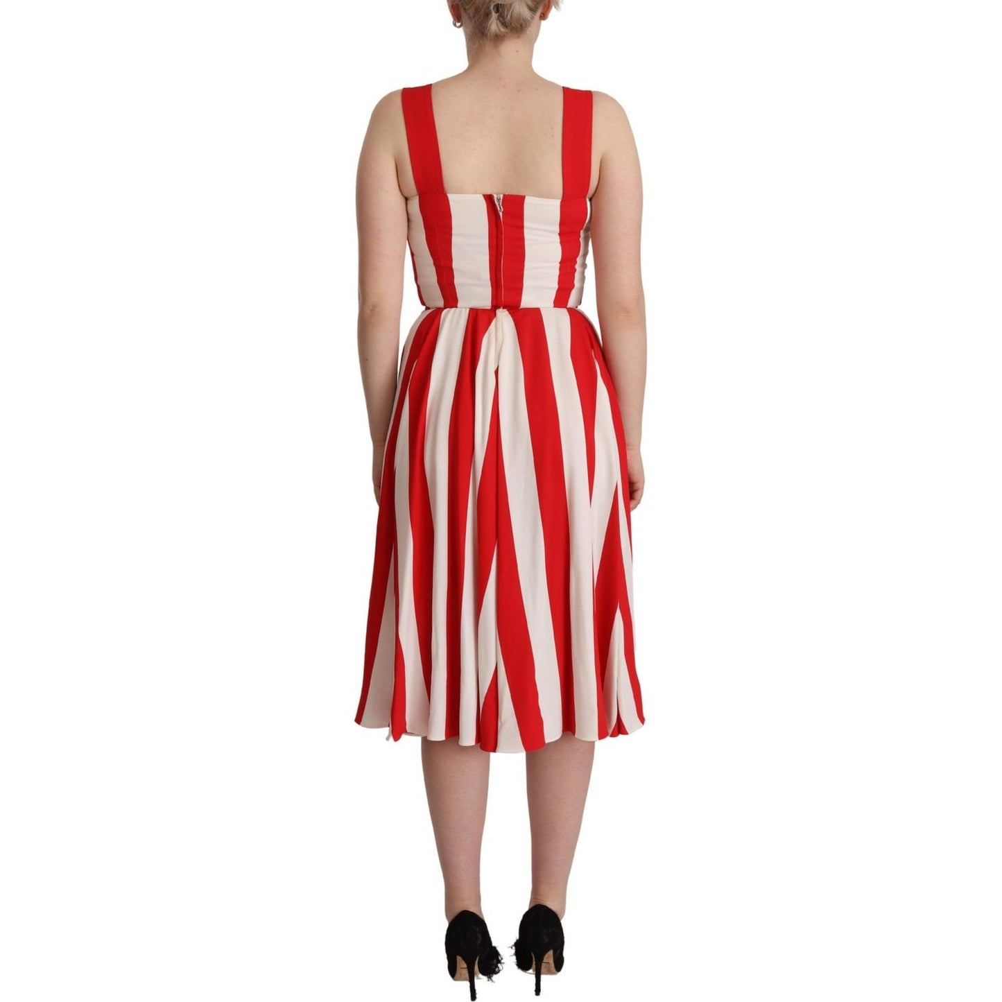 Dolce & Gabbana White Red Stretch Shift A-line Gown Dress