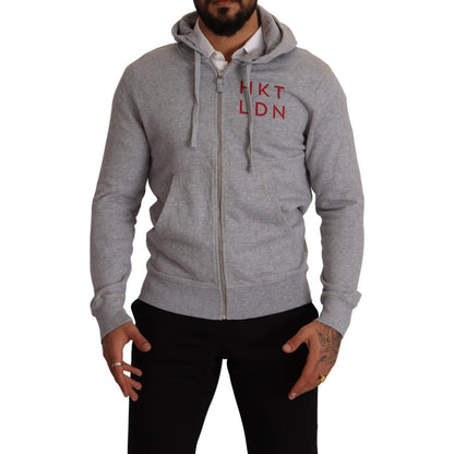 Hackett Gray Full Zip Hooded Cotton Sweatshirt Sweater