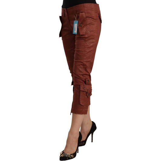 Just Cavalli Elegant Cropped Mid Waist Cotton Pants Just Cavalli