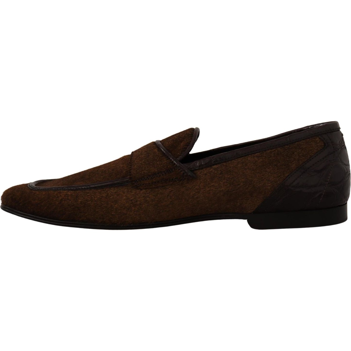 Dolce & Gabbana Elegant Brown Caiman Leather Loafers Dolce & Gabbana