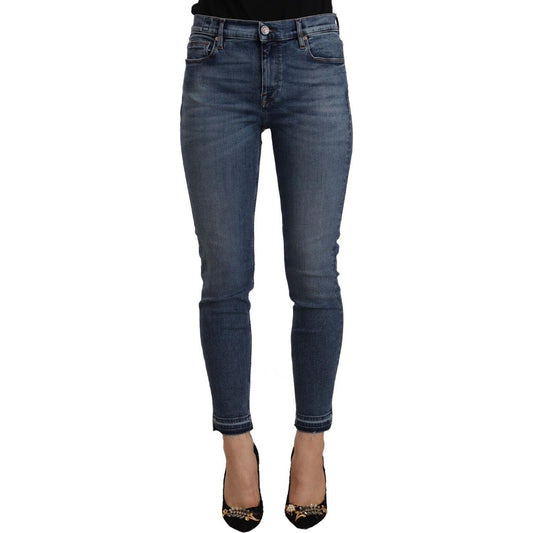 Don The Fuller Blue Mid Waist Cotton Denim Slim Fit Cropped Jeans