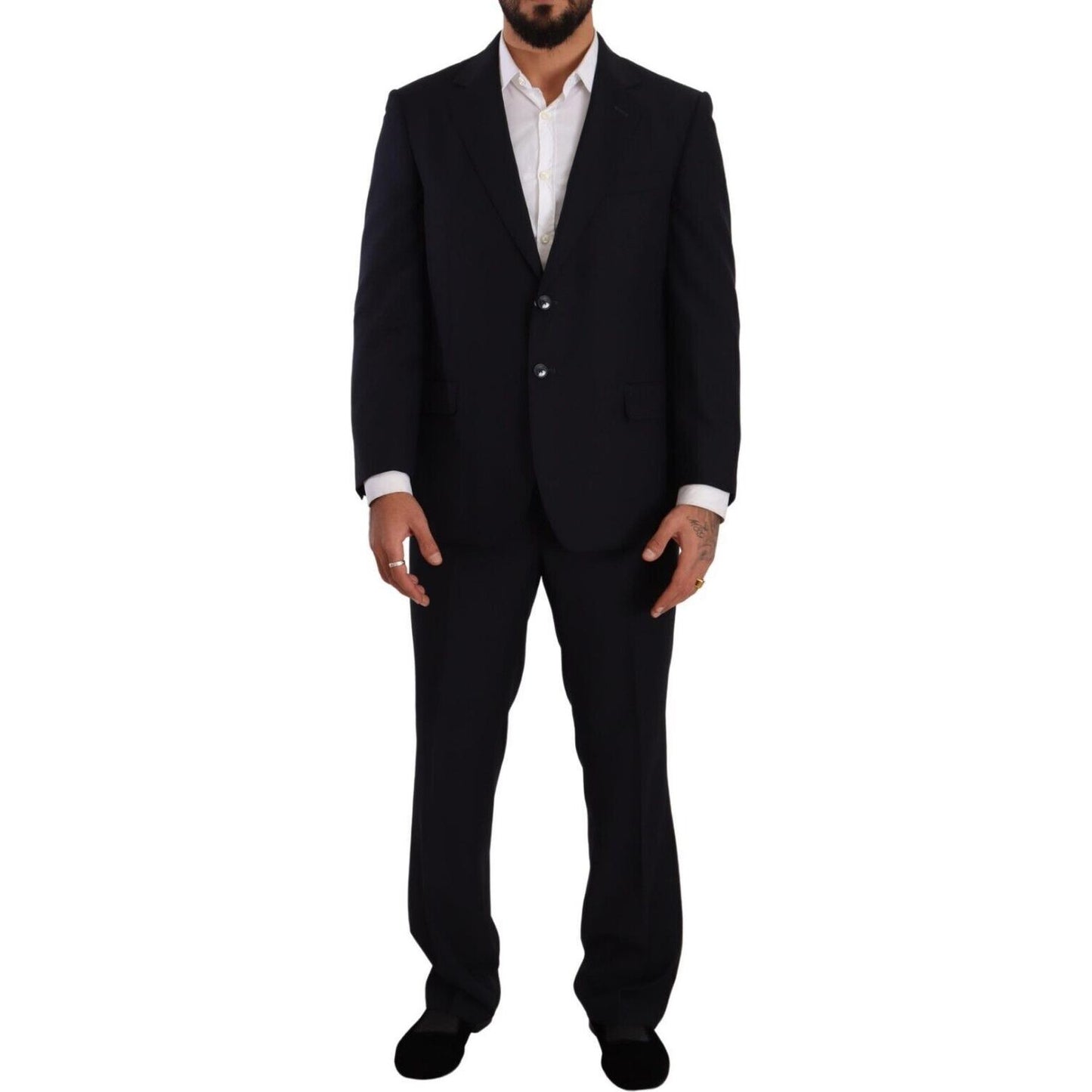 Domenico Tagliente Blue Polyester Single Breasted Formal Suit Domenico Tagliente