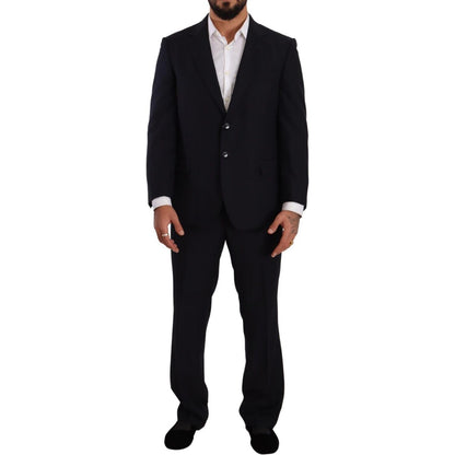 Domenico Tagliente Blue Polyester Single Breasted Formal Suit Domenico Tagliente