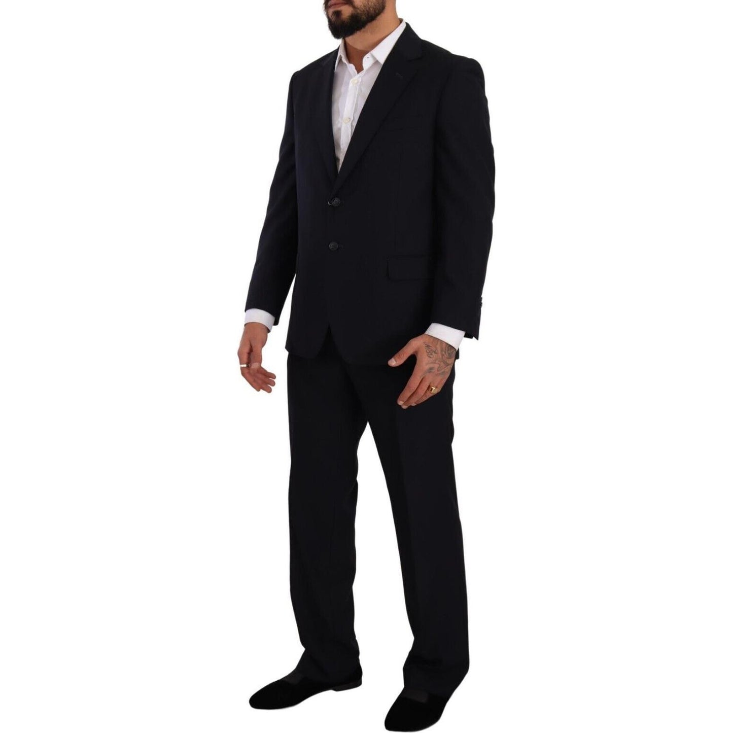 Domenico Tagliente Blue Polyester Single Breasted Formal Suit Domenico Tagliente