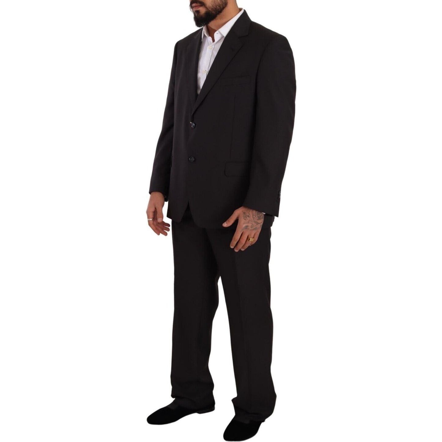 Domenico Tagliente Gray Polyester Single Breasted Formal Suit Domenico Tagliente