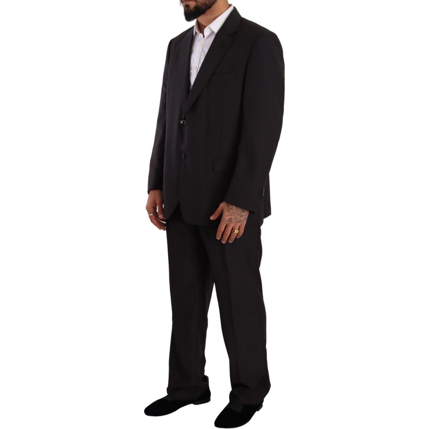 Domenico Tagliente Gray Polyester Single Breasted Formal Suit Domenico Tagliente