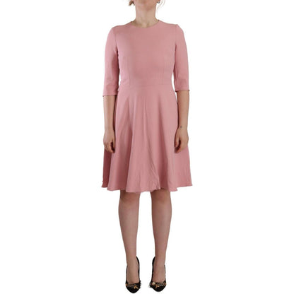Dolce & Gabbana Pink 3/4 Sleeves Viscose Blend A-line Dress
