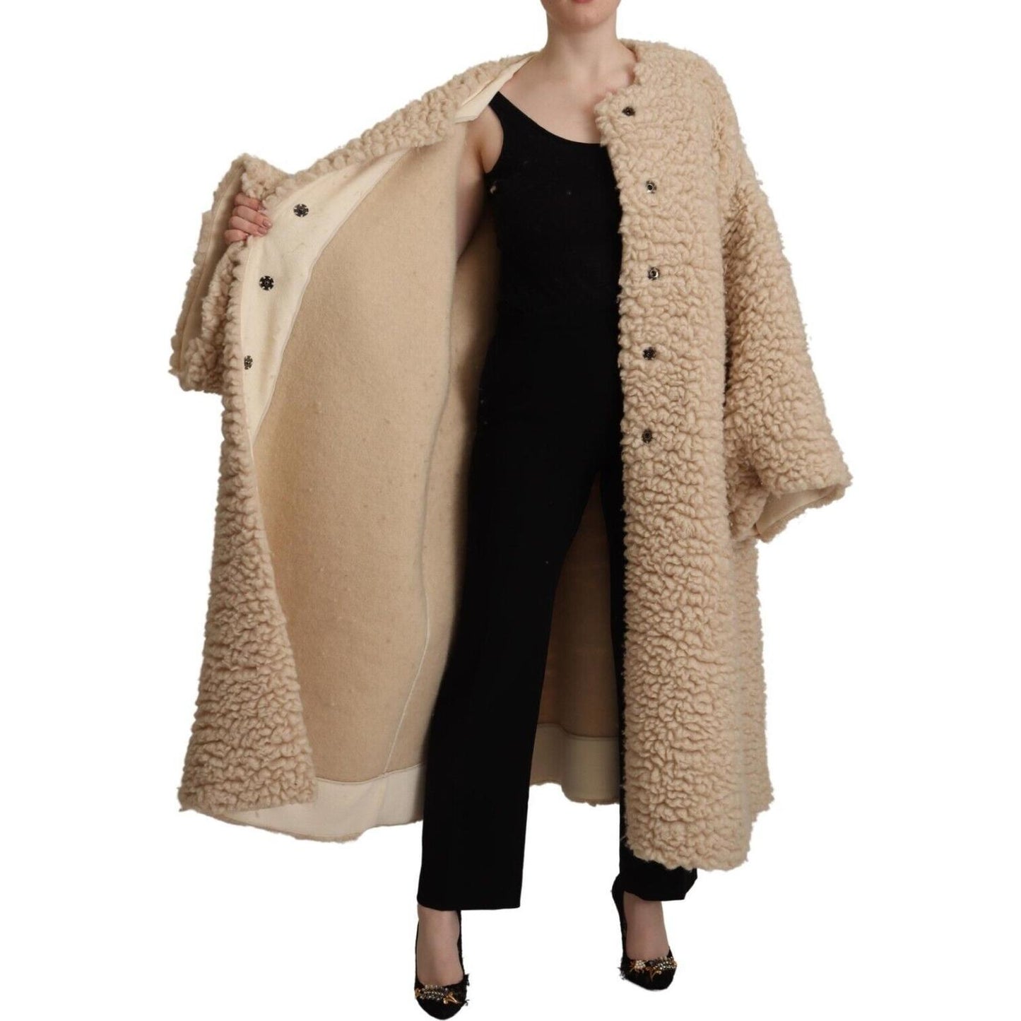 Dolce & Gabbana Elegant Beige Cashmere Overcoat Jacket Dolce & Gabbana