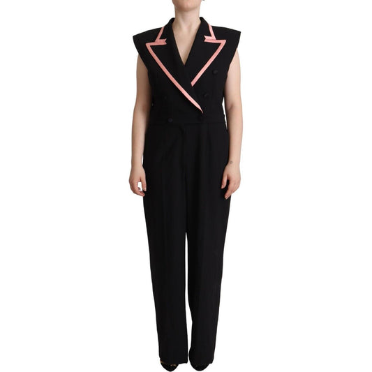 Dolce & Gabbana Black Wool Blend Sleeveless Jumpsuit Dress