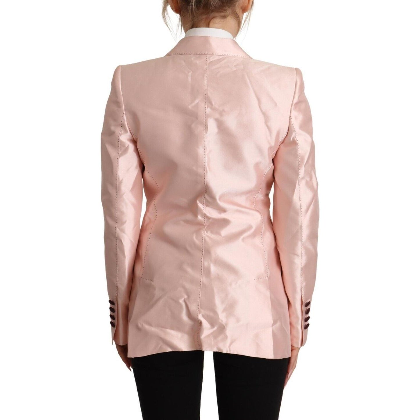 Dolce & Gabbana Pink Satin Long Sleeves Blazer Coat Jacket