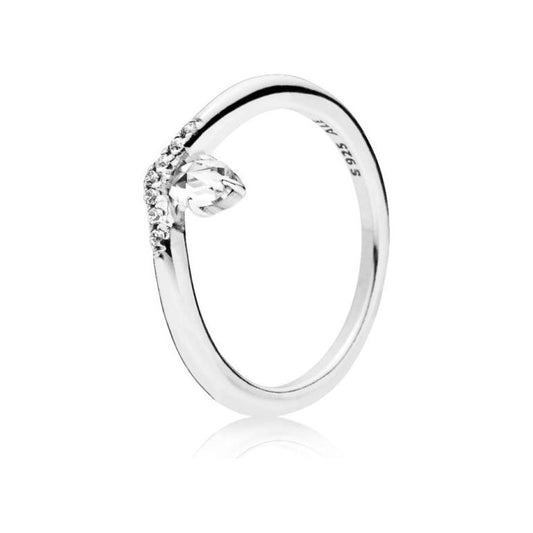 PANDORA JEWELS Mod. WISHBONE SILVER - RING WITH CLEAR CUBIC ZIRCONIA - Size 50 DESIGNER FASHION JEWELLERY PANDORA