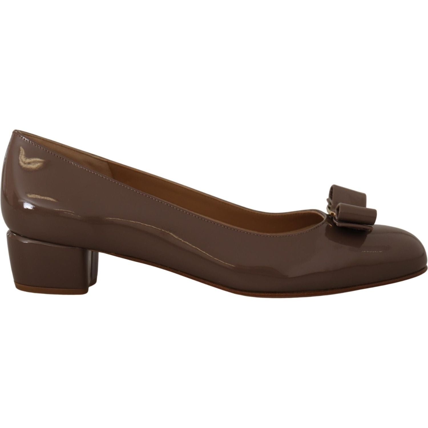Salvatore Ferragamo Brown Naplak Calf Leather Pumps Shoes