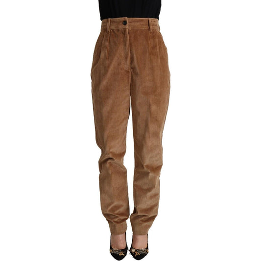Dolce & Gabbana Brown Cotton Corduroy High Waist Skinny Pants