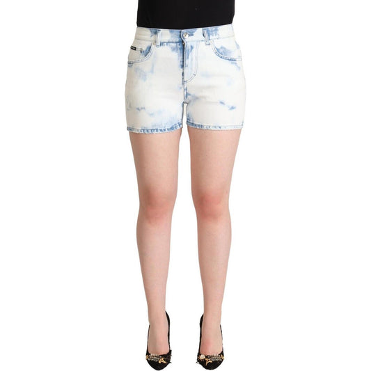 Dolce & Gabbana Chic White Denim Mid-Waisted Shorts Dolce & Gabbana