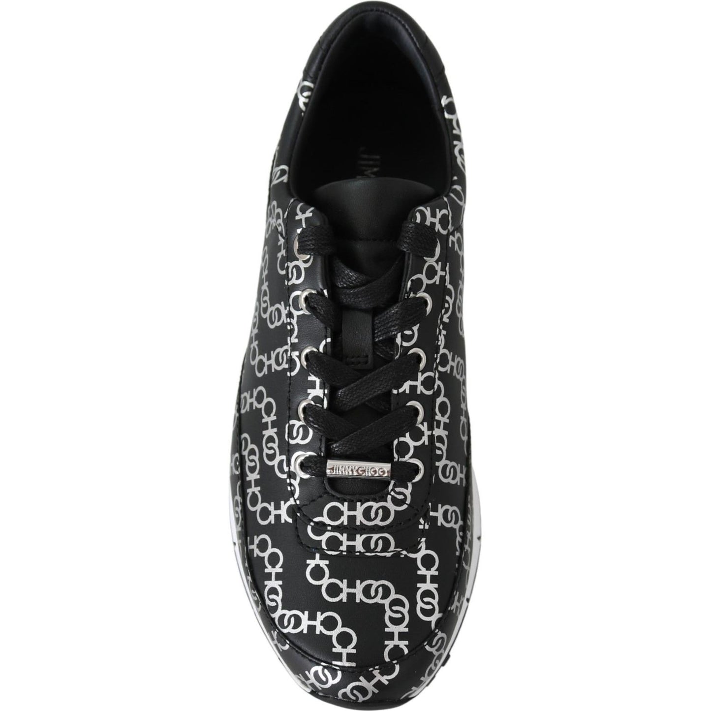 Jimmy Choo Black and Silver Leather Monza Sneakers