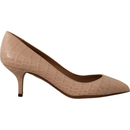 Dolce & Gabbana Beige Leather Pointed Heels Pumps Shoes