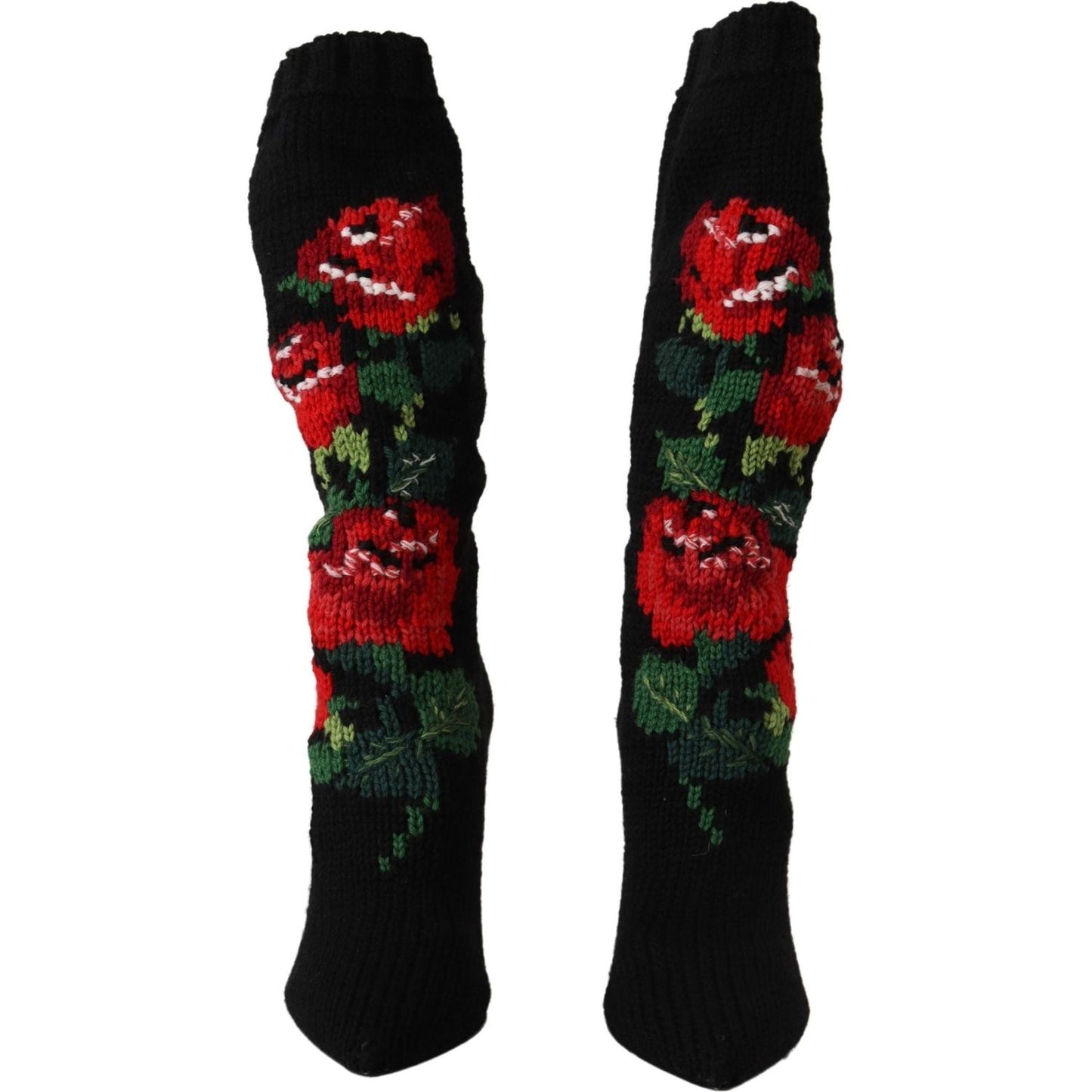 Dolce & Gabbana Elegant Sock Boots with Red Roses Detail Dolce & Gabbana