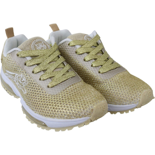 Plein Sport Exquisite Gold Polyester Sport Sneakers Plein Sport