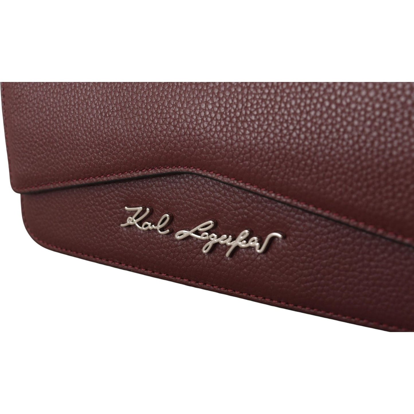 Karl Lagerfeld Elegant Wine Leather Evening Clutch Karl Lagerfeld