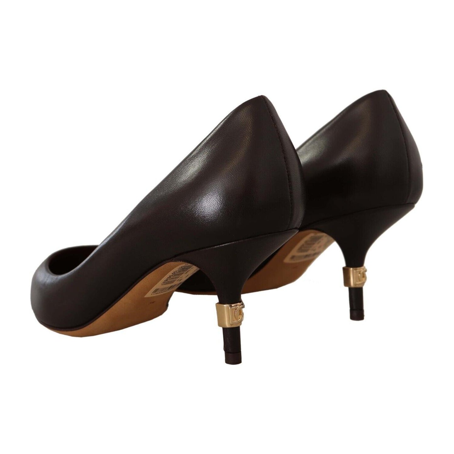 Dolce & Gabbana Elegant Brown Leather Heels Pumps Dolce & Gabbana