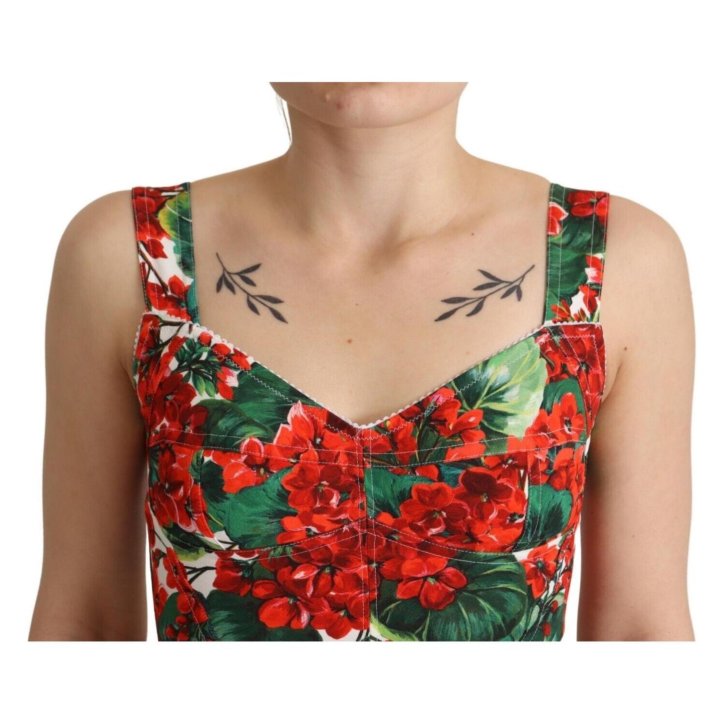 Dolce & Gabbana Elegant Red Cropped Top with Geranium Print Dolce & Gabbana