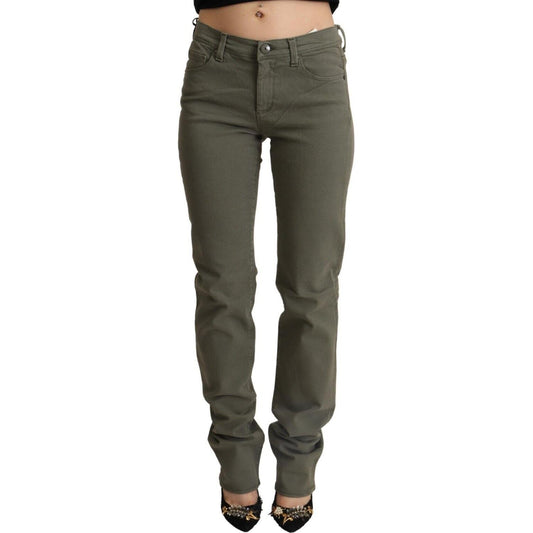 Ermanno Scervino Gray Low Waist Cotton Skinny Denim Trouser Jeans Ermanno Scervino