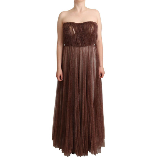 Elegant Metallic Bronze Long Gown