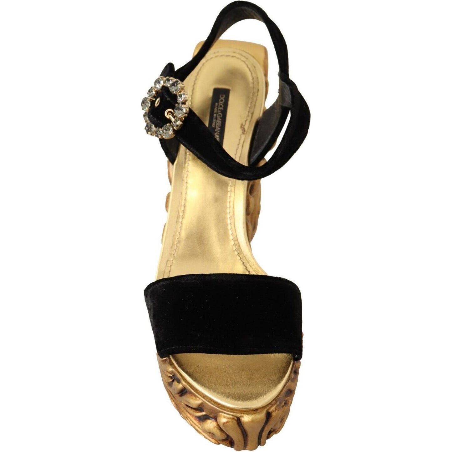 Dolce & Gabbana Baroque Velvet Heels in Black and Gold Dolce & Gabbana