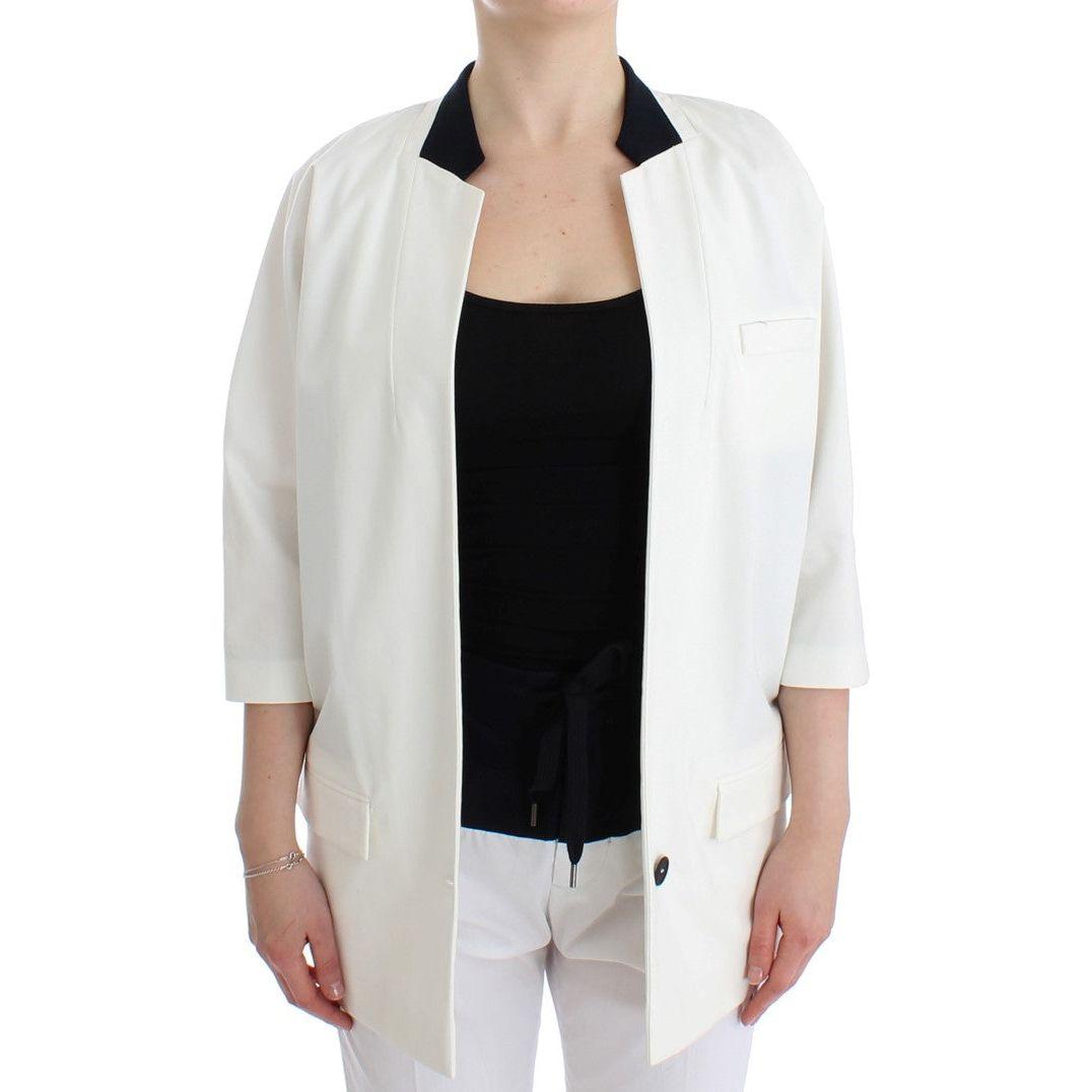 Andrea Pompilio Chic White Cotton Blend Blazer Blazer Jacket Andrea Pompilio