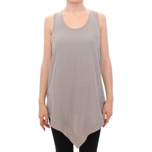 Comeforbreakfast Elegant Gray Viscose Top – Timeless Style Comeforbreakfast