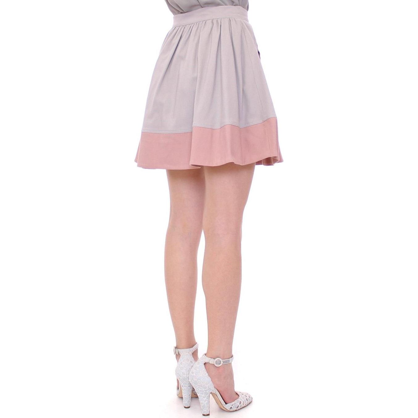 Comeforbreakfast Sleek Pleated Mini Skirt in Pink and Gray Comeforbreakfast