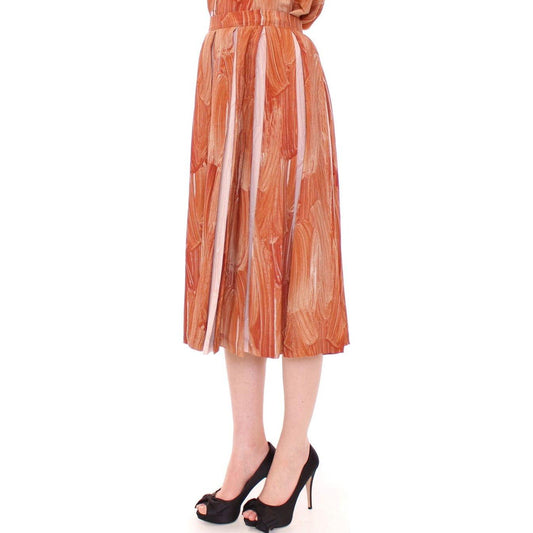 Licia Florio Orange Brown Below-Knee Chic Skirt Licia Florio