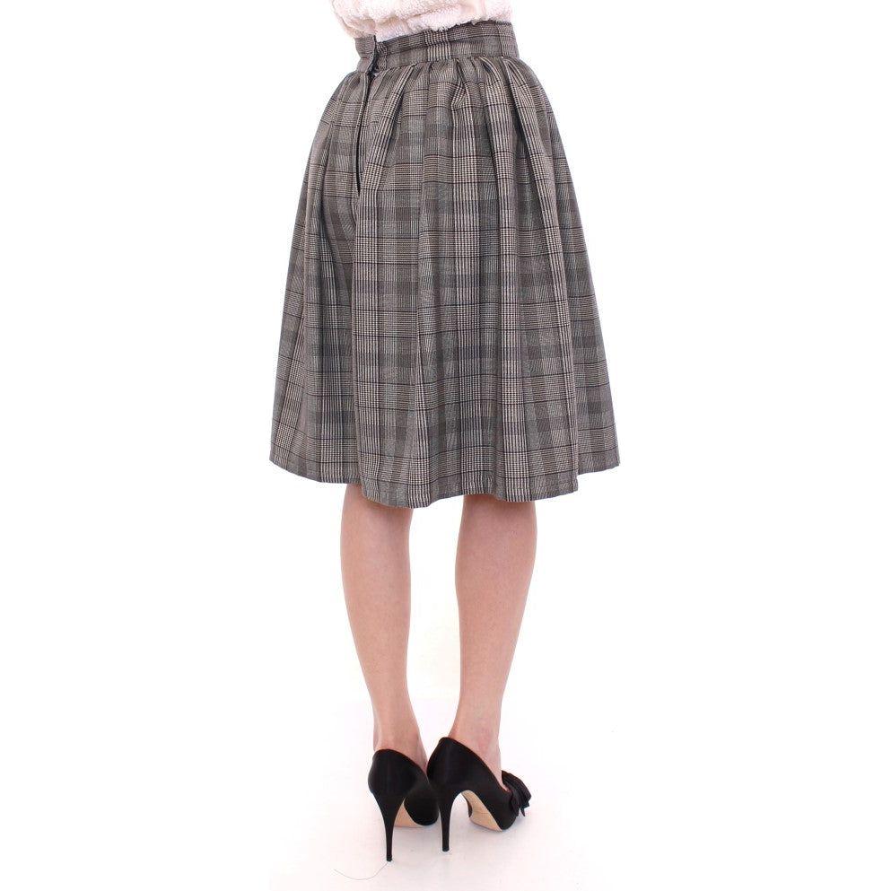 NOEMI ALEMÁN Gray Checkered Wool Shorts Skirt