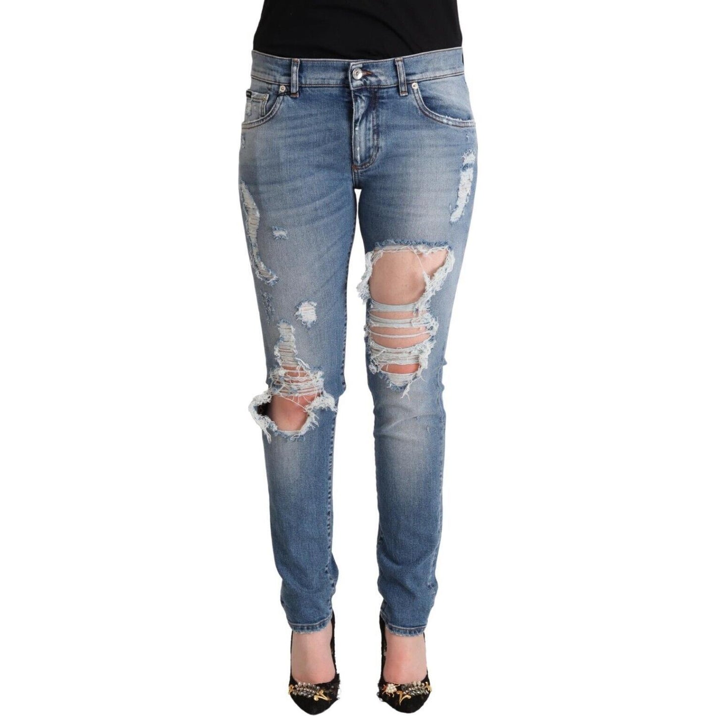 Dolce & Gabbana Chic Distressed Denim Skinny Jeans Dolce & Gabbana