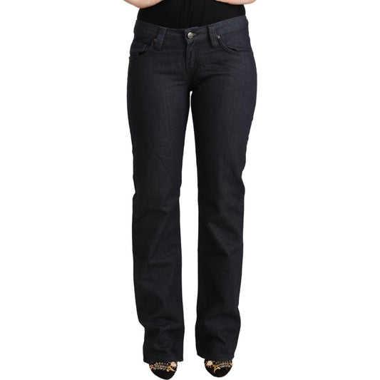 Exte Dark Blue Cotton Stretch Low Waist Straight Denim Jeans Exte