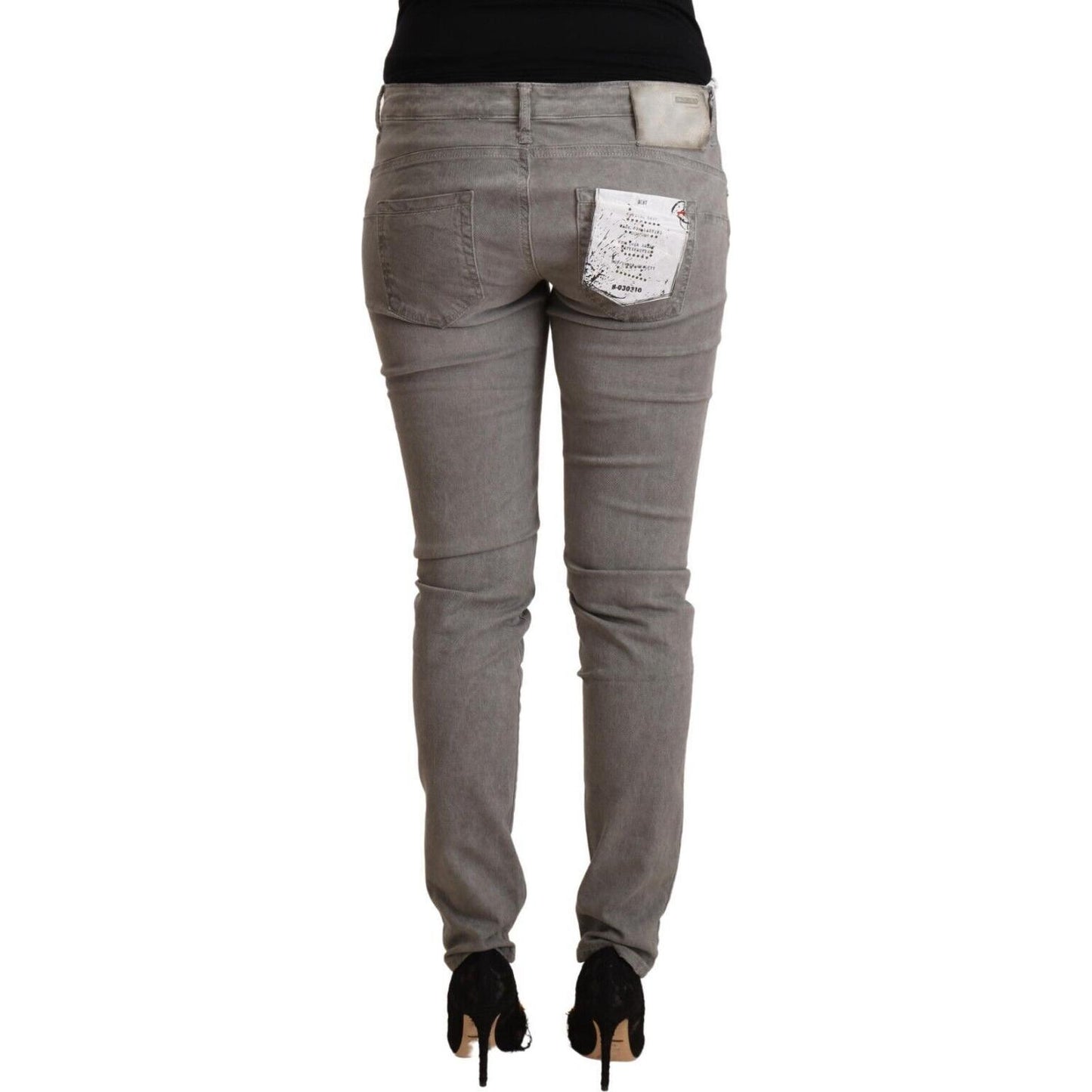 Acht Sleek Gray Skinny Low Waist Jeans Acht