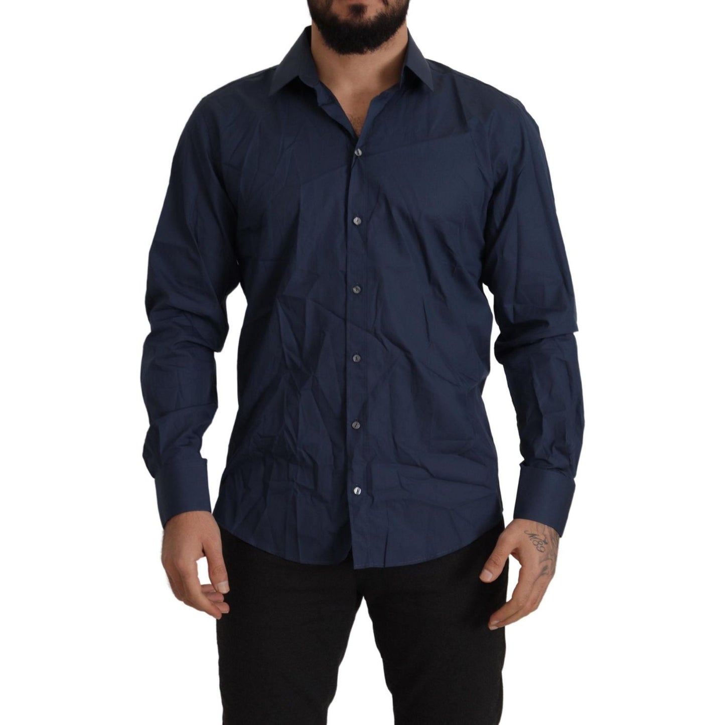 Dolce & Gabbana Elegant Slim Fit Blue Martini Dress Shirt Dolce & Gabbana