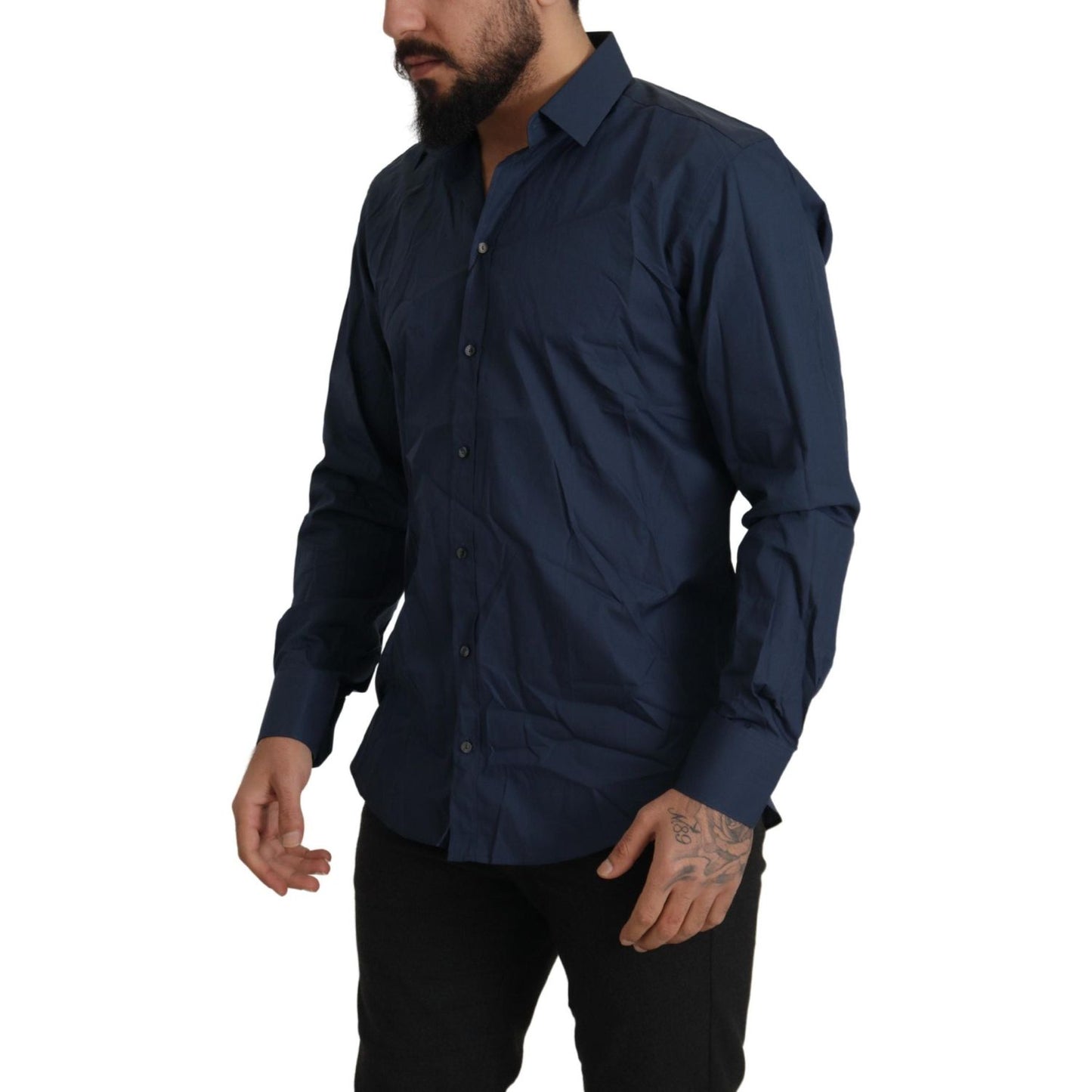 Dolce & Gabbana Elegant Slim Fit Blue Martini Dress Shirt Dolce & Gabbana