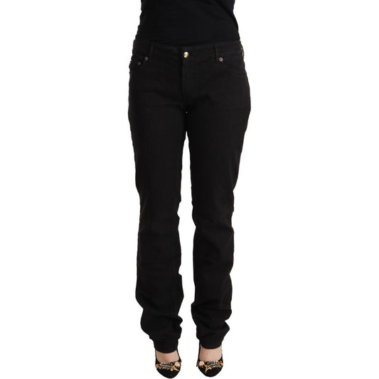 Just Cavalli Black Mid Waist Denim Cotton Skinny Jeans