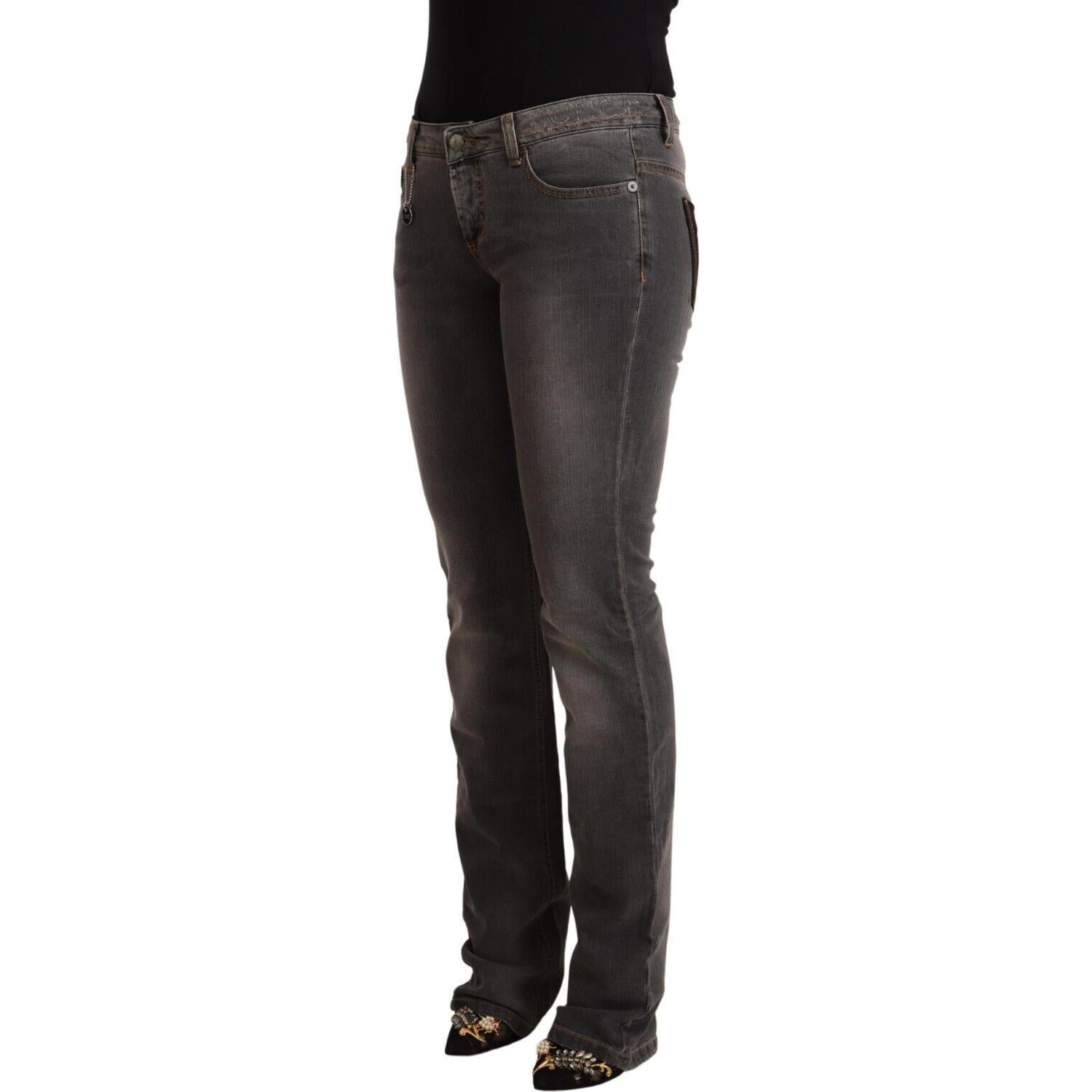 Costume National Gray Washed Low Waist Straight Denim Jeans